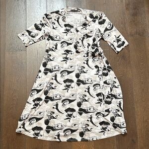 Picadilly Fashion Shimmer Black White Dress with Waist Tie Size XXL